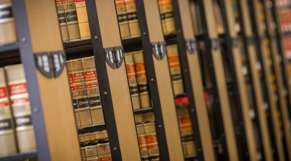 books in the library stacks