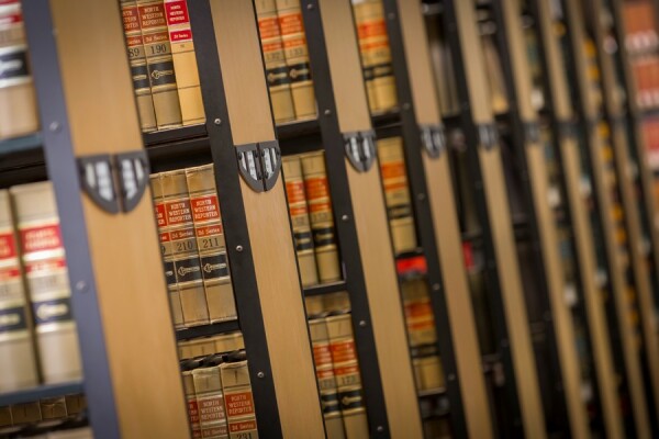 law books in the library stacks