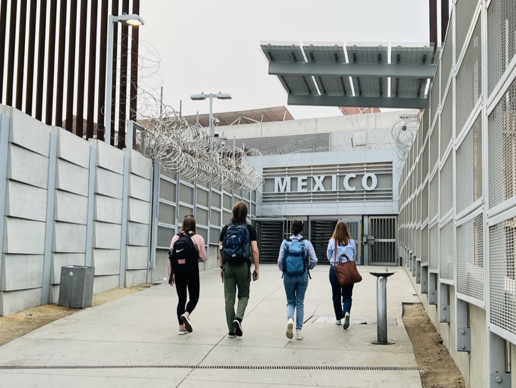 photo of students walking to a border station