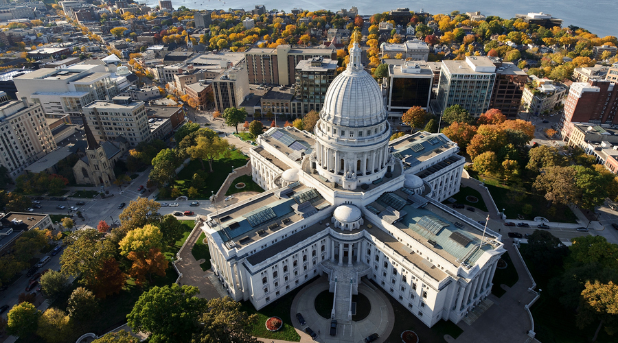aerial shot of the Wisconsin Capital