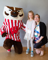Bucky with law student Neff and her daughter