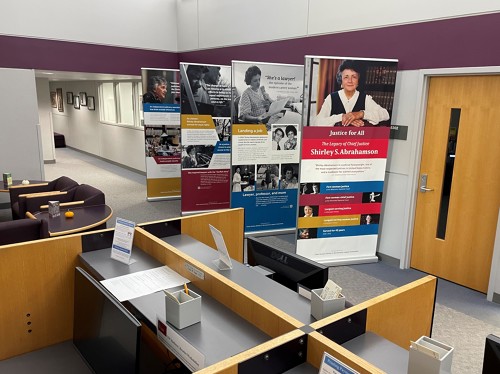 view of the entire Abrahamson exhibit in the library