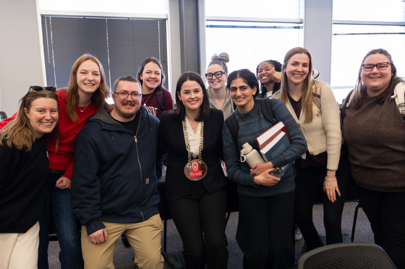 A group of law students celebrating together.