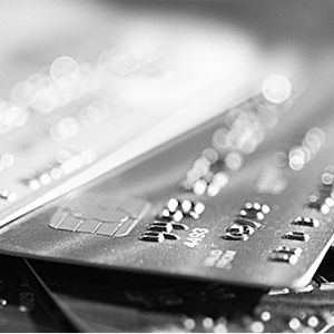close-up black and white picture of a credit card